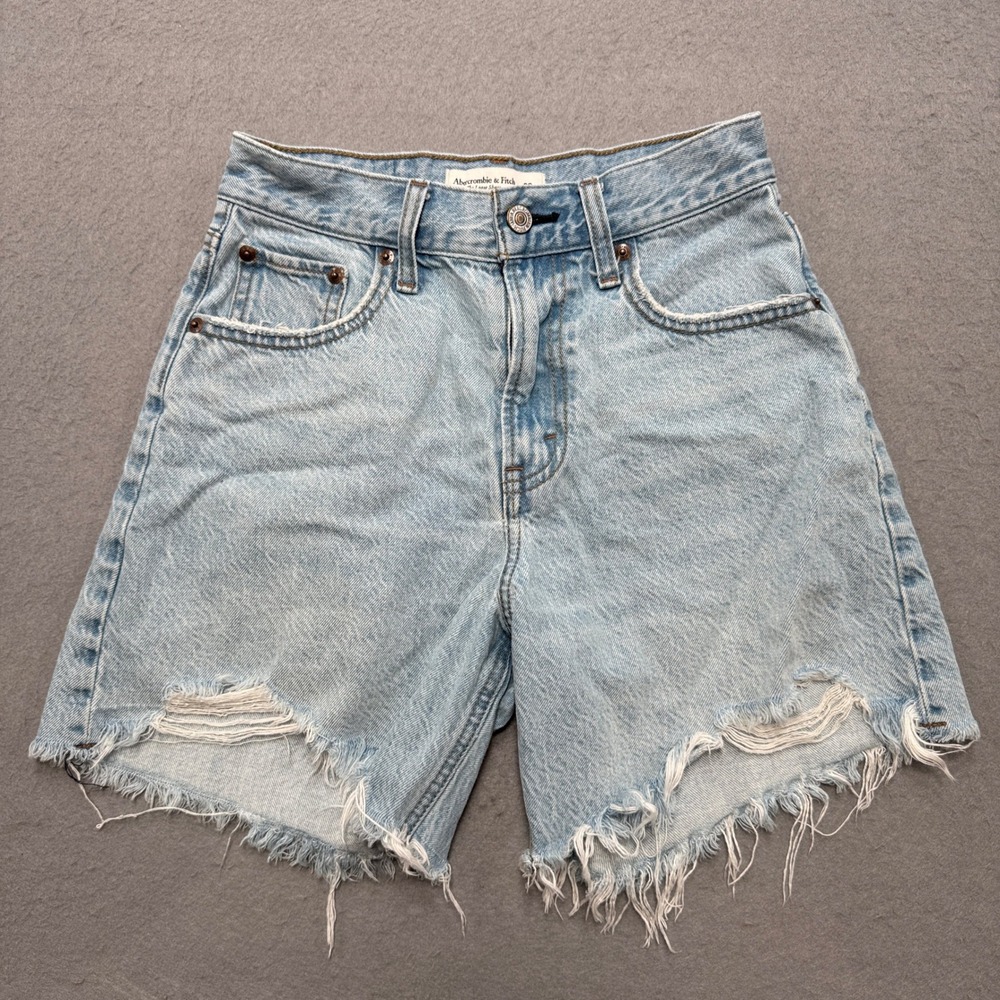 Abercrombie & Fitch Shorts Women's 23 Blue Light Wash Cut Off Loose High Rise